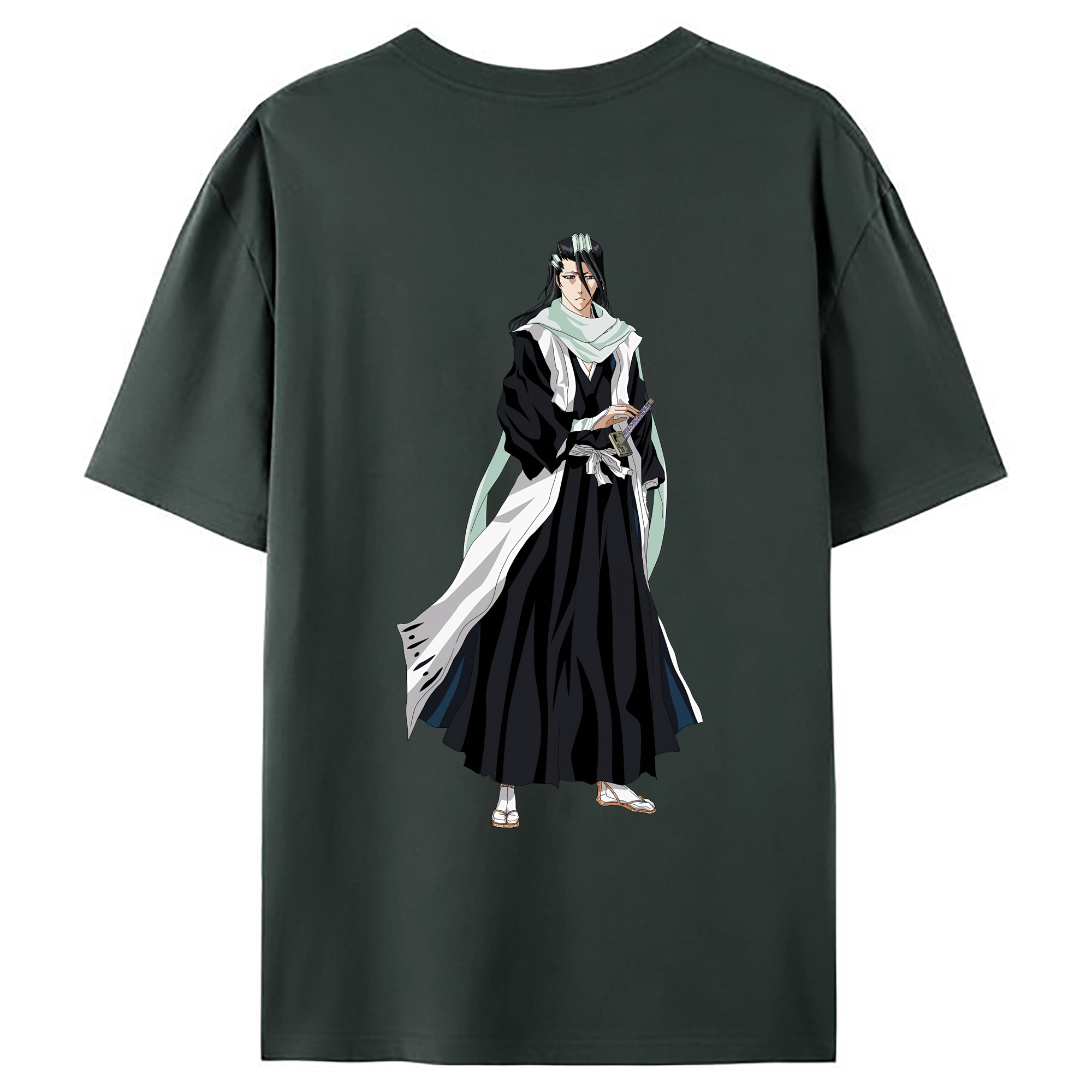 （画像用） ブリーチ くちき びゃくや BLEACH Kuchiki Byakuya 綿100％ メンズ半袖Tシャツ（バックプリント） 通気性